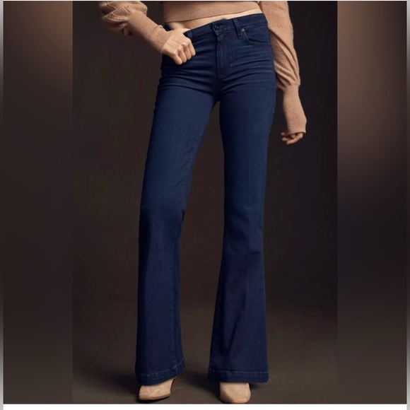 PAIGE Genevieve Hi-Rise Flare Leg Jeans Dark Wash Size 24 - Picture 1 of 14